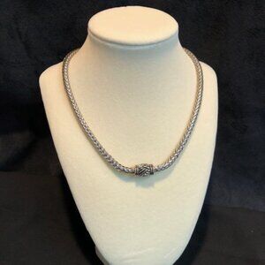 Chico's necklace - silver tone with magnet feature that connects in front.